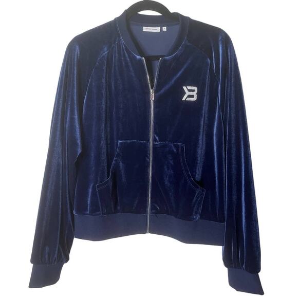 BETTER BODIES Jackets & Blazers - Better Bodies Navy Blue Velour Bowery Zip Front Track Jacket Large
